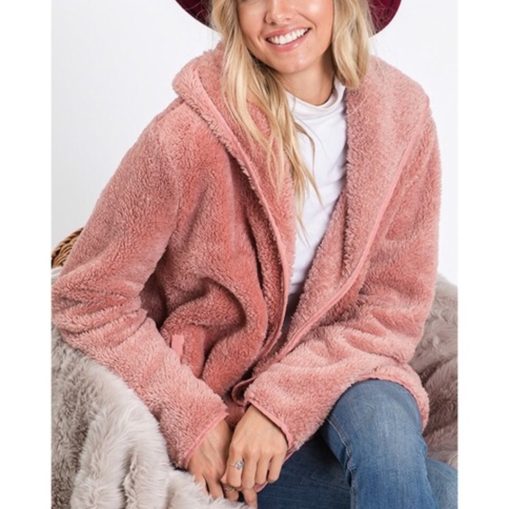 Faux Fur Open Front Jacket w/Side Pockets! - Picture 3 of 4